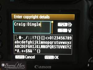 Setting Copyright in camera